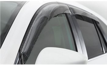 2 199 р. Дефлектора окон CA-Plastic KIA Rio 3 QB дорестайлинг седан (2011-2015) (Серия Art черная, Без хром.молдинга, Крепление только на скотч)  с доставкой в г. Кемерово. Увеличить фотографию 2