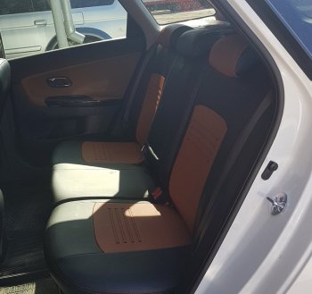 9 449 р. Чехлы для сидений Lord Autofashion Турин (экокожа) KIA Rio 3 QB рестайлинг седан (2015-2017) (Чёрный, вставка коричневая)  с доставкой в г. Кемерово. Увеличить фотографию 3
