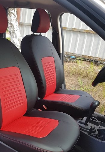9 449 р. Чехлы для сидений Lord Autofashion Турин (экокожа) KIA Rio 3 QB рестайлинг седан (2015-2017) (Чёрный, вставка красная)  с доставкой в г. Кемерово. Увеличить фотографию 3