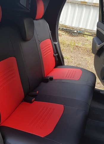 9 449 р. Чехлы для сидений Lord Autofashion Турин (экокожа) KIA Rio 3 QB рестайлинг седан (2015-2017) (Чёрный, вставка красная)  с доставкой в г. Кемерово. Увеличить фотографию 4