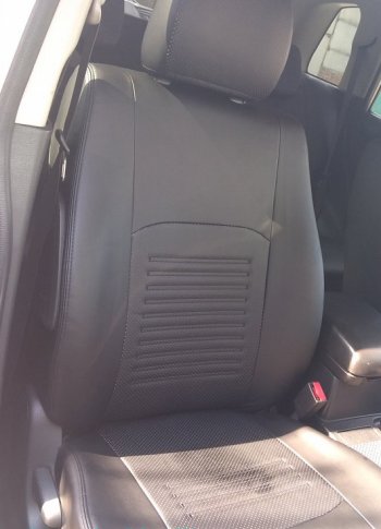 9 449 р. Чехлы для сидений Lord Autofashion Турин (экокожа) KIA Rio 3 QB рестайлинг седан (2015-2017) (Чёрный, вставка чёрная)  с доставкой в г. Кемерово. Увеличить фотографию 2