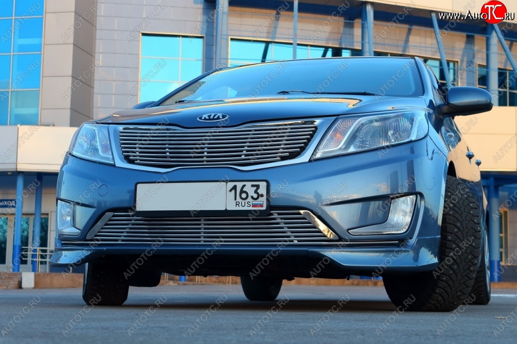 3 799 р. Накладки на передний бампер BS  KIA Rio  3 QB (2011-2015) дорестайлинг седан, дорестайлингхэтчбек5дв. (Неокрашенная)  с доставкой в г. Кемерово