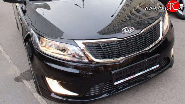 859 р. Реснички на фары Racing  KIA Rio  3 QB (2011-2015) дорестайлинг седан, дорестайлингхэтчбек5дв. (Неокрашенные)  с доставкой в г. Кемерово