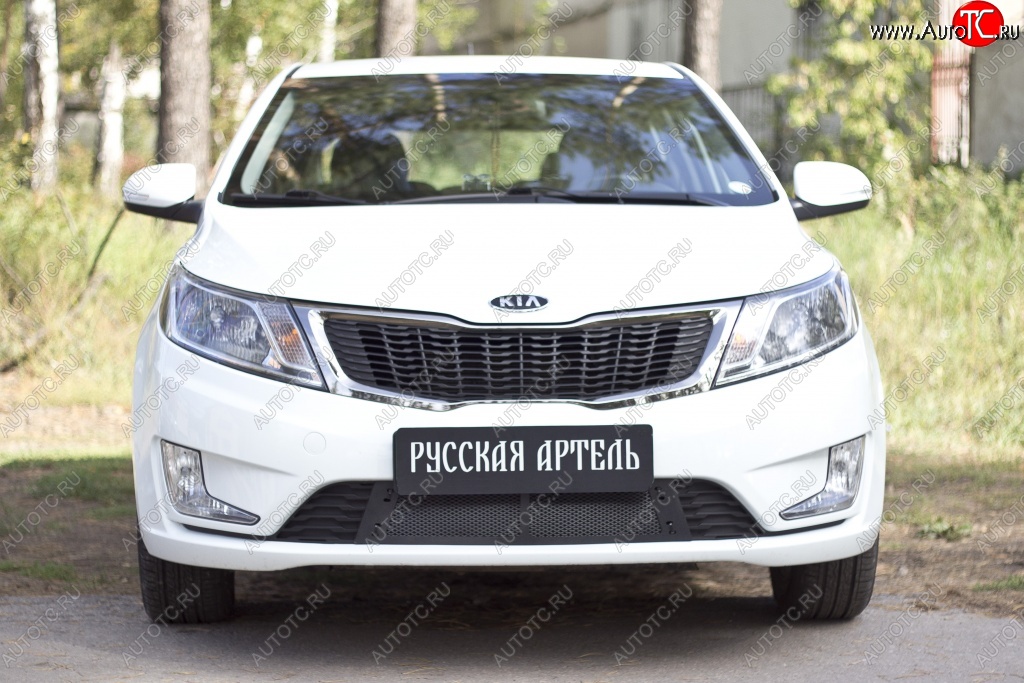 2 059 р. Защитная сетка решетки переднего бампера РА  KIA Rio  3 QB (2011-2015) дорестайлинг седан, дорестайлингхэтчбек5дв.  с доставкой в г. Кемерово