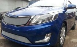 1 539 р. Нижняя сетка на бампер Russtal (хром)  KIA Rio  3 QB (2011-2015) дорестайлинг седан, дорестайлингхэтчбек5дв.  с доставкой в г. Кемерово. Увеличить фотографию 1