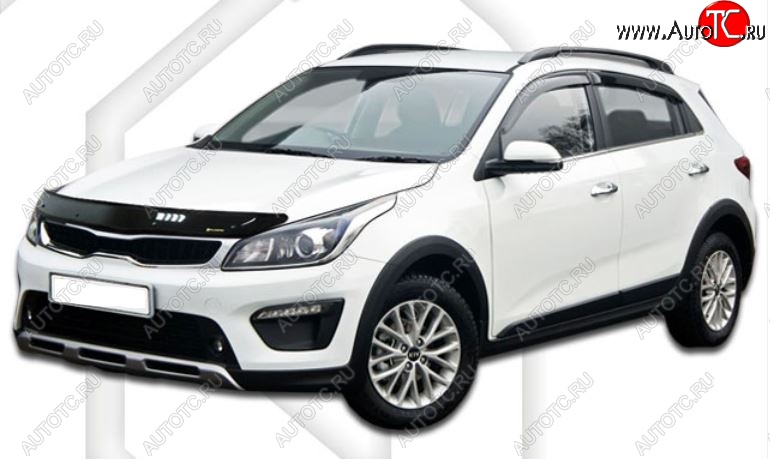 2 799 р. Дефлектор капота CA-Plastic KIA Rio X-line (2017-2021) (Classic черный, Без надписи)  с доставкой в г. Кемерово