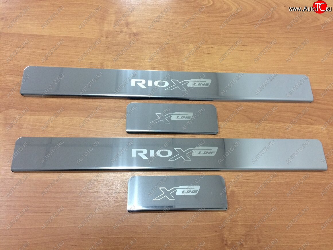 2 179 р. Накладки порожков салона INOX KIA Rio X-line (2017-2021) (Нержавеющая сталь)  с доставкой в г. Кемерово