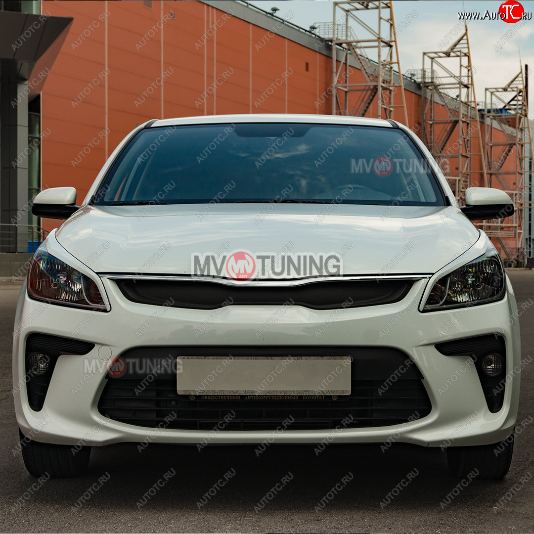 1 799 р. Реснички на фары MV-Tuning  KIA Rio ( 4 FB,  4 YB) (2016-2020) дорестайлинг седан, дорестайлинг, хэтчбэк (Неокрашенные)  с доставкой в г. Кемерово