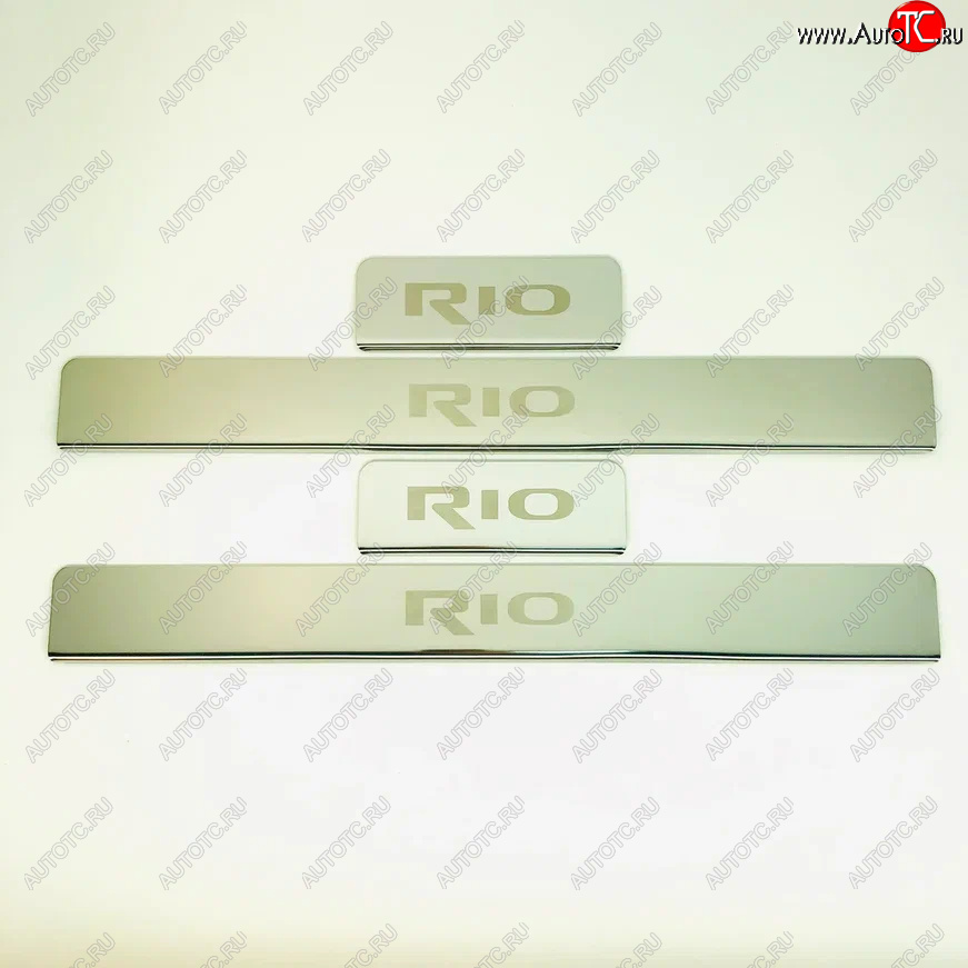 2 179 р. Накладки порожков салона INOX KIA Rio 4 FB дорестайлинг седан (2016-2020) (Нержавеющая сталь)  с доставкой в г. Кемерово