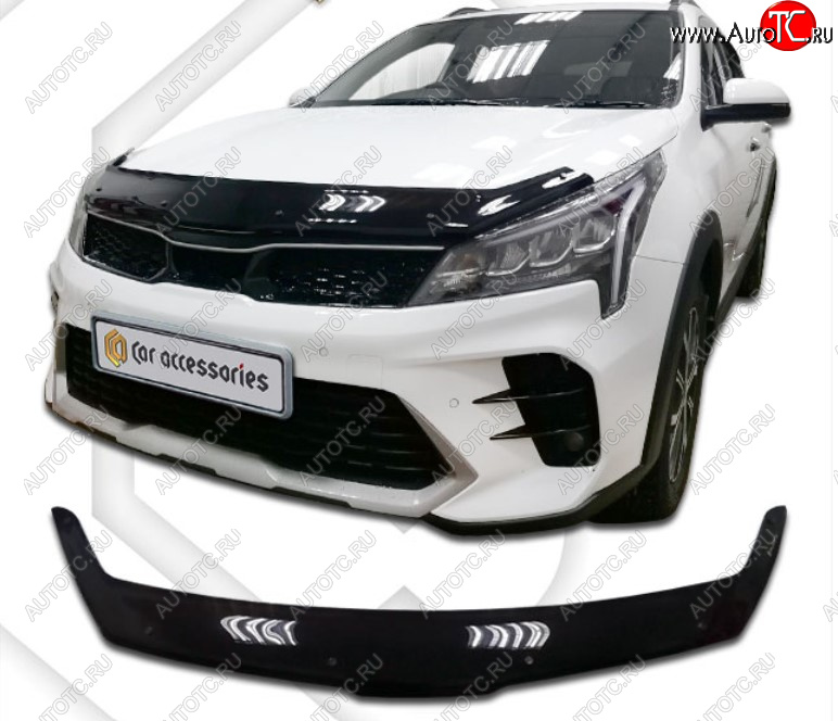 1 989 р. Дефлектор капота на CA-Plastic KIA Rio X рестайлинг (2020-2025) (Classic черный, Без надписи)  с доставкой в г. Кемерово