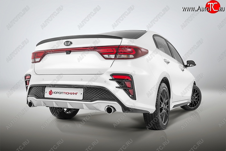 17 699 р. Задний бампер Kudos  KIA Rio  4 FB (2016-2020) дорестайлинг седан (Без парктроника, под раздвоенный глушитель, Неокрашенный)  с доставкой в г. Кемерово