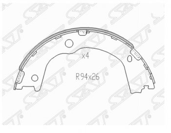 Колодки ручного тормоза SAT Hyundai Santa Fe CM рестайлинг (2009-2012)
