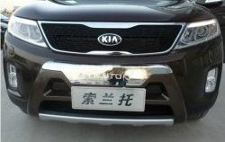 5 449 р. Накладка на передний бампер SuvStyle KIA Sorento XM рестайлинг (2012-2015) (Неокрашенная)  с доставкой в г. Кемерово. Увеличить фотографию 2