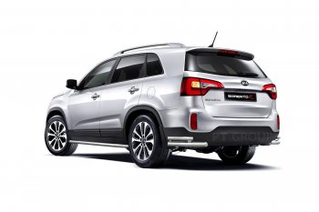25 999 р. Порожки для ног из трубы Ø51 с алюминиевой площадкой Petroil Tuning.  KIA Sorento  XM (2012-2015) рестайлинг (Нержавеющая полированная сталь)  с доставкой в г. Кемерово. Увеличить фотографию 2