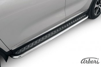 20 519 р. Защита штатных порогов с листом Arbori (нержавейка, алюминий, d57 mm) KIA Sorento UM/Prime дорестайлинг (2014-2018)  с доставкой в г. Кемерово. Увеличить фотографию 1