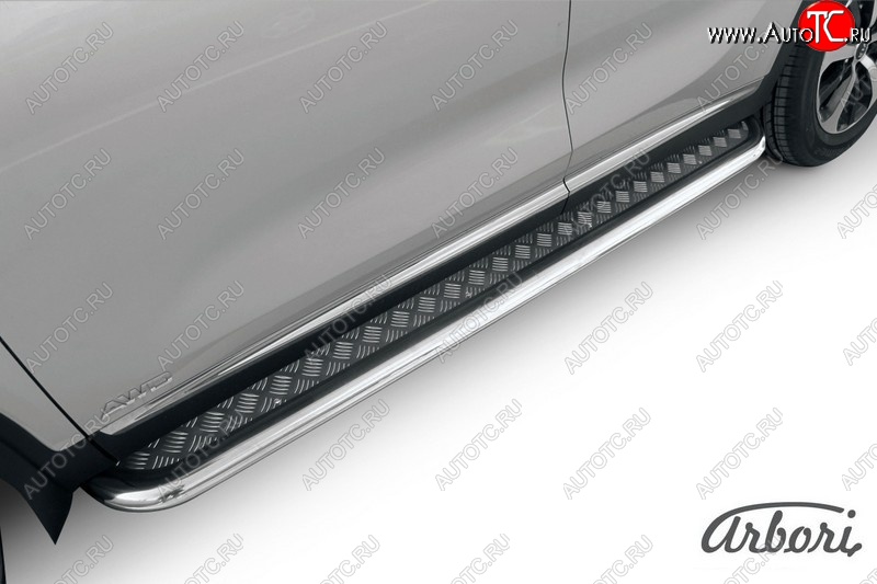 20 519 р. Защита штатных порогов с листом Arbori (нержавейка, алюминий, d57 mm) KIA Sorento UM/Prime дорестайлинг (2014-2018)  с доставкой в г. Кемерово