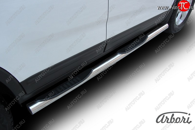 20 519 р. Защита штатных порогов Arbori (с проступью, нержавейка, d76 mm). KIA Sorento XM рестайлинг (2012-2015)  с доставкой в г. Кемерово