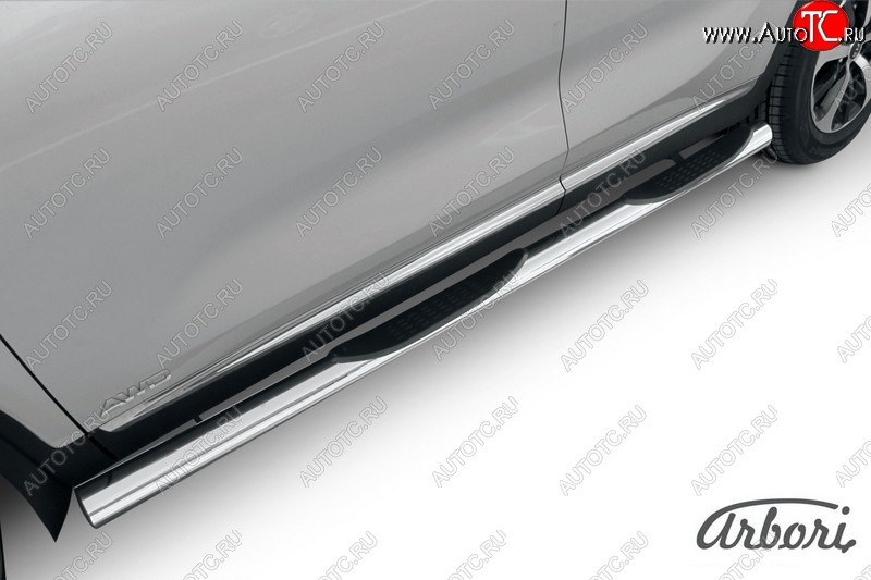 20 519 р. Защита штатных порогов Arbori (с проступью, нержавейка, d76 mm). KIA Sorento UM/Prime дорестайлинг (2014-2018)  с доставкой в г. Кемерово