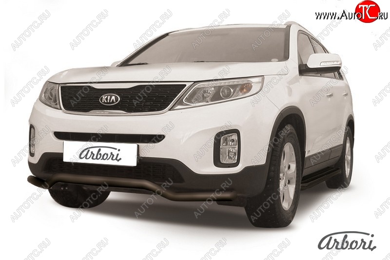 8 099 р. Защита переднего бампера Arbori (волна, черная, 1 труба d57 mm).  KIA Sorento  XM (2012-2015) рестайлинг  с доставкой в г. Кемерово