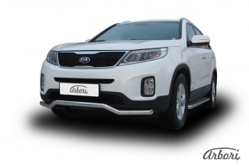 15 299 р. Защита переднего бампера Arbori (волна, нержавейка, 1 труба d57 mm).  KIA Sorento  XM (2012-2015) рестайлинг  с доставкой в г. Кемерово. Увеличить фотографию 2