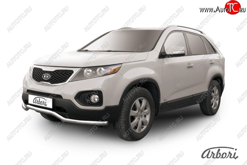 15 299 р. Защита переднего бампера Arbori (волна, нержавейка, 1 труба d57 mm). KIA Sorento XM дорестайлинг (2009-2012)  с доставкой в г. Кемерово