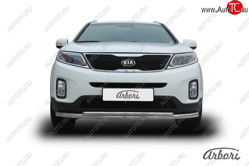 5 499 р. Защита переднего бампера Arbori (нержавейка, 2 трубы d57 и 42 mm)  KIA Sorento  XM (2012-2015) рестайлинг  с доставкой в г. Кемерово