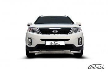 20 789 р. Защита переднего бампера Arbori (нержавейка, 2 трубы d76 и 57 mm)  KIA Sorento  XM (2012-2015) рестайлинг  с доставкой в г. Кемерово. Увеличить фотографию 2