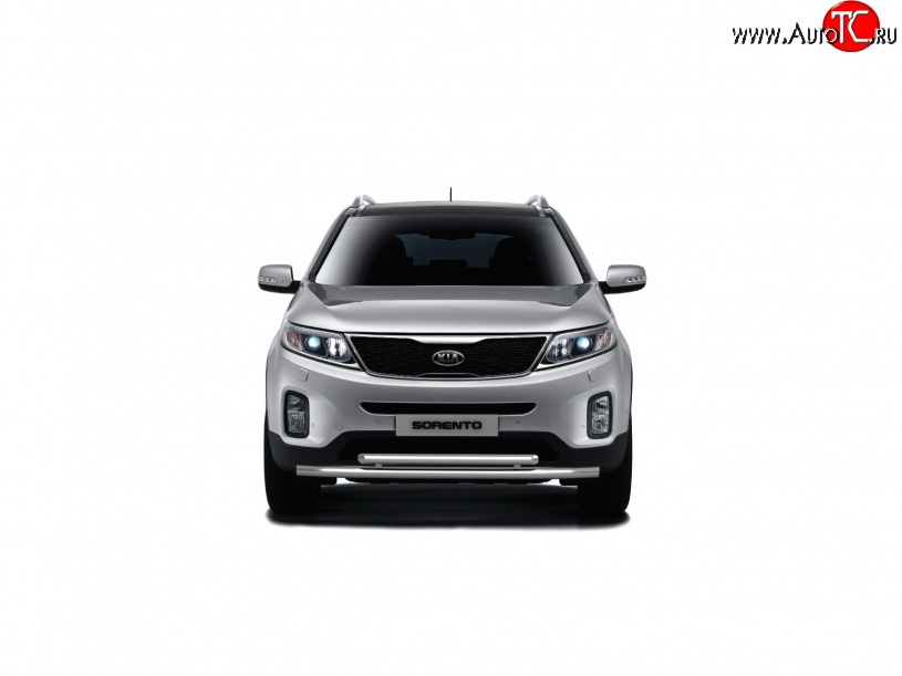 22 139 р. Защита переднего бампера двойная из труб d63/51 мм Petroil Tuning  KIA Sorento  XM (2012-2015) рестайлинг (Нержавеющая полированная сталь)  с доставкой в г. Кемерово
