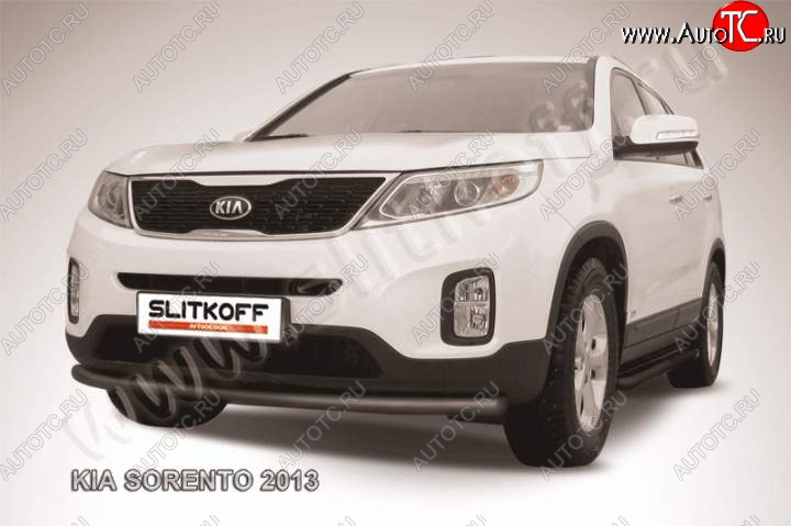 8 599 р. Защита переднего бампера из трубы d57 Slitkoff (радиусная)  KIA Sorento  XM (2012-2015) рестайлинг (Цвет: серебристый)  с доставкой в г. Кемерово