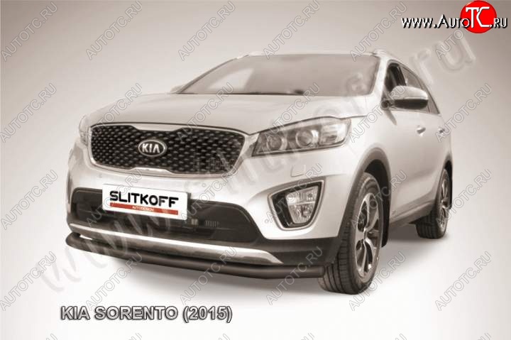 8 999 р. Защита переднего бампера из трубы d57 Slitkoff  KIA Sorento  UM/Prime (2014-2018) дорестайлинг (Цвет: серебристый)  с доставкой в г. Кемерово