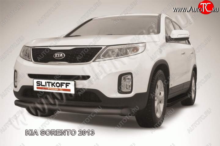 10 649 р. Защита переднего бампера из трубы d76 Slitkoff  KIA Sorento  XM (2012-2015) рестайлинг (Цвет: серебристый)  с доставкой в г. Кемерово