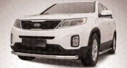 14 999 р. Одинарная защита переднего бампера из трубы диаметром 76 мм Slitkoff  KIA Sorento  XM (2012-2015) рестайлинг (Нержавейка, Полированная)  с доставкой в г. Кемерово. Увеличить фотографию 1