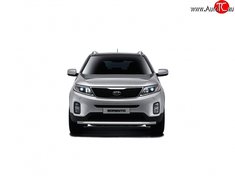 14 789 р. Защита переднего бампера одинарная из трубы d63 мм Petroil Tuning  KIA Sorento  XM (2012-2015) рестайлинг (Нержавеющая полированная сталь)  с доставкой в г. Кемерово