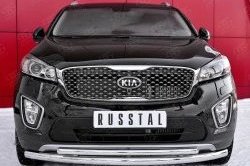 20 599 р. Защита переднего бампера (2 трубыØ63 и 42 мм, нержавейка) SLITKOFF  KIA Sorento  UM/Prime (2014-2018) дорестайлинг  с доставкой в г. Кемерово. Увеличить фотографию 1