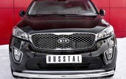 Одинарная защита переднего бампера диаметром 63 мм SLITKOFF KIA Sorento  UM/Prime (2014-2018) дорестайлинг