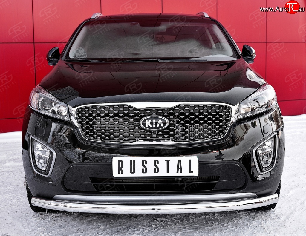 16 899 р. Одинарная защита переднего бампера диаметром 63 мм SLITKOFF  KIA Sorento  UM/Prime (2014-2018) дорестайлинг  с доставкой в г. Кемерово