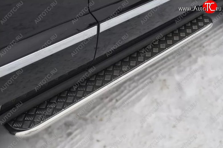 35 549 р. Порожки для ног (Ø42) SLITKOFF  KIA Sorento ( XM,  UM/Prime) (2012-2020) рестайлинг, дорестайлинг (лист - нержавейка, профиль - нержавейка)  с доставкой в г. Кемерово