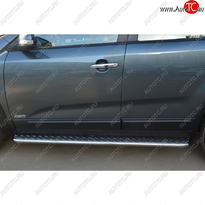 22 999 р. Широкая защита порогов с трубой диаметром 42 мм SLITKOFF v2  KIA Sorento  XM (2012-2015) рестайлинг  с доставкой в г. Кемерово