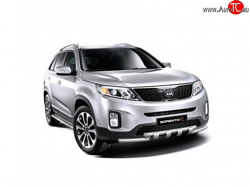 13 499 р. Широкая защита порогов Petroil Tuning  KIA Sorento  XM (2012-2015) рестайлинг (Нержавеющая полированная сталь)  с доставкой в г. Кемерово
