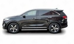 70 999 р. Защита порогов из круглой трубы диаметром 63 мм Russtal KIA Sorento UM/Prime дорестайлинг (2014-2018) (Защита порогов с со скосами на торцах (вариант 1))  с доставкой в г. Кемерово. Увеличить фотографию 3