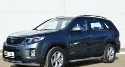 83 999 р. Защита порогов с пластиковыми вставками для ног из круглой трубы диаметром 76 мм Russtal KIA Sorento XM рестайлинг (2012-2015) (Защита порогов с со скосами на торцах (вариант 1))  с доставкой в г. Кемерово. Увеличить фотографию 6