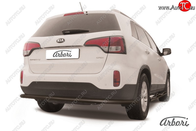 10 529 р. Защита заднего бампера Arbori (длинная, черная, 1 труба d57 mm). KIA Sorento XM рестайлинг (2012-2015)  с доставкой в г. Кемерово