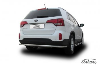 19 709 р. Защита заднего бампера Arbori (длинная, нержавейка, 1 труба d57 mm).  KIA Sorento  XM (2012-2015) рестайлинг  с доставкой в г. Кемерово. Увеличить фотографию 2