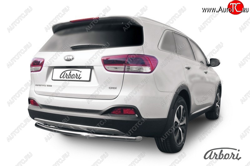 24 499 р. Защита заднего бампера Arbori (радиусная, нержавейка, 1 труба d57 mm).  KIA Sorento  UM/Prime (2014-2018) дорестайлинг  с доставкой в г. Кемерово