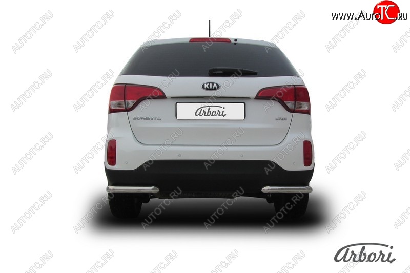 8 549 р. Защита заднего бампера Arbori (уголки, нержавейка, 1 труба d57 mm). KIA Sorento XM рестайлинг (2012-2015)  с доставкой в г. Кемерово