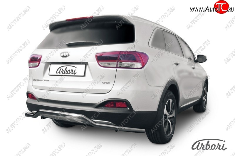 5 299 р. Защита заднего бампера Arbori (волна, нержавейка, 1 труба d57 mm). KIA Sorento UM/Prime дорестайлинг (2014-2018)  с доставкой в г. Кемерово