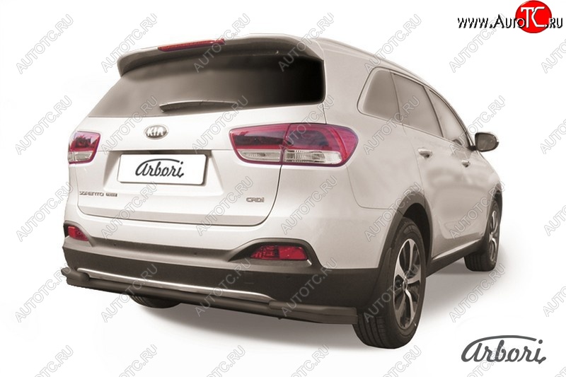 15 599 р. Защита заднего бампера Arbori (черная, 2 трубы d57 и 42 mm).  KIA Sorento  UM/Prime (2014-2018) дорестайлинг  с доставкой в г. Кемерово