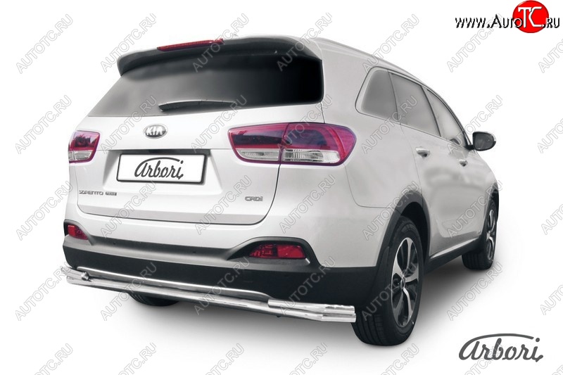 28 999 р. Защита заднего бампера Arbori (нержавейка, 2 трубы d57 и 42 mm).  KIA Sorento  UM/Prime (2014-2018) дорестайлинг  с доставкой в г. Кемерово