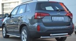 18 599 р. Защита заднего бампера (2 трубы Ø63 мм, нержавейка) SLITKOFF  KIA Sorento  XM (2012-2015) рестайлинг  с доставкой в г. Кемерово. Увеличить фотографию 3