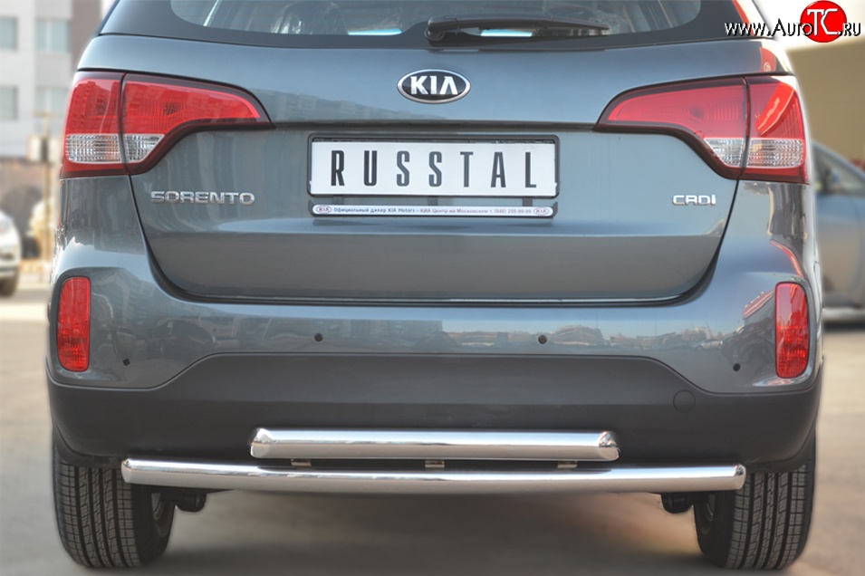 18 599 р. Защита заднего бампера (2 трубы Ø63 мм, нержавейка) SLITKOFF  KIA Sorento  XM (2012-2015) рестайлинг  с доставкой в г. Кемерово